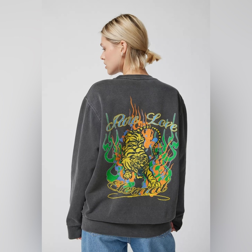 Urban Outfitters Pure Love Tiger Graphic Sweatshirt Anthropologie Free People - Picture 4 of 8